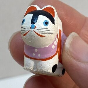 Vintage Komainu Japanese Figurine Ceramic Miniature Hand Painted‎ Lion-Dog Ungyo